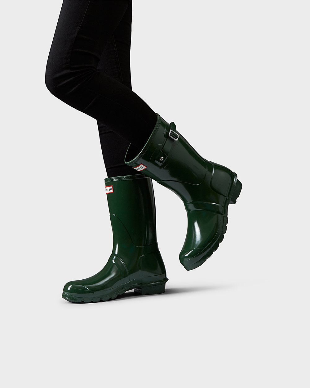 Women Hunter Original Gloss | Short Rain Boots Green | NZ-14630-IENZ